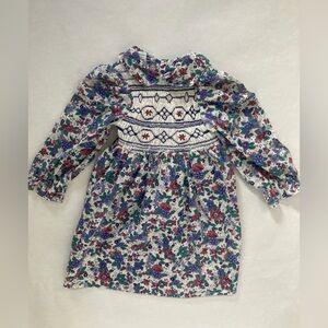 Vintage 2T Polly Flinders Dress Long Sleeve Purple Flowers Collar Retro